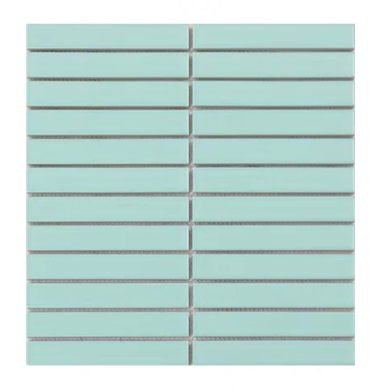 โมเสค TIMELESS TILES RM STRIP MOSAIC TILES 29.5X28 ซม. ผิวด้าน สีมิ้นท์ฟ้า (ราคา/ตร.ม.)_0
